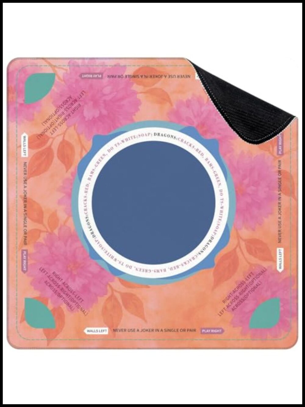 Mahjong Mat Watercolor Floral 31.5" Non-Slip Noise-Reducing Game Mat for Table